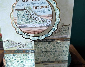 Handmade Wishes Card for Bestie, Solemates Forever Friendship Greeting. Size A5