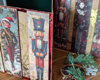 Hand Made 6x6 Inch Tri Fold Christmas Card. Traditional With A Twist