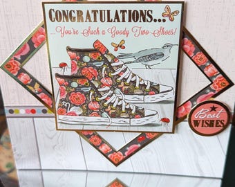 6x6 Inch Congratulations Card with Floral Sneakers