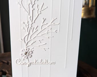 A Clean And Simple All White 10x4 Inch Congratulations Card