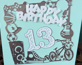 Hand Made 6x6 Inch Teenager Birthday Card.