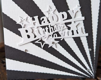 Art Deco Style 6x6 Inch Birthday Card. Hand Made.