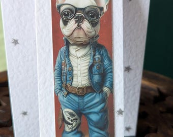 A6 Size Frenchie Birthday Card.