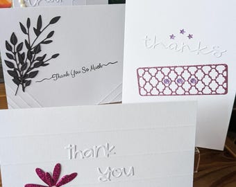 A Bundle Of 4 7x5 Inch Thank You Cards/Notelets. Blank Inside. Hand Made.