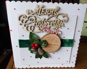 Simple But Eye Catching Hand Made 8x8 Inch Boxed Christmas Card