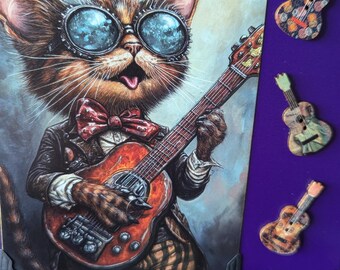 Hand Made 6x6 Inch Musical Cat Card