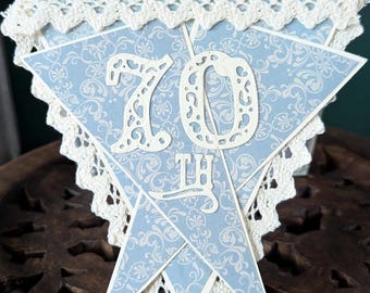 Hand Made 6x6 Inch 70th Birthday. Unique And Classy.