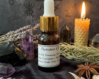 Olio protettivo fatto a mano: rituale di radicamento e di confine energetico, 10 ml, 30 ml