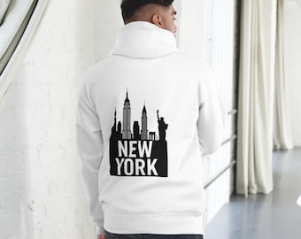 New York Skyline Hoodie Vertical City Design | Urban NYC Streetwear Hoodie | Nitay Azulay