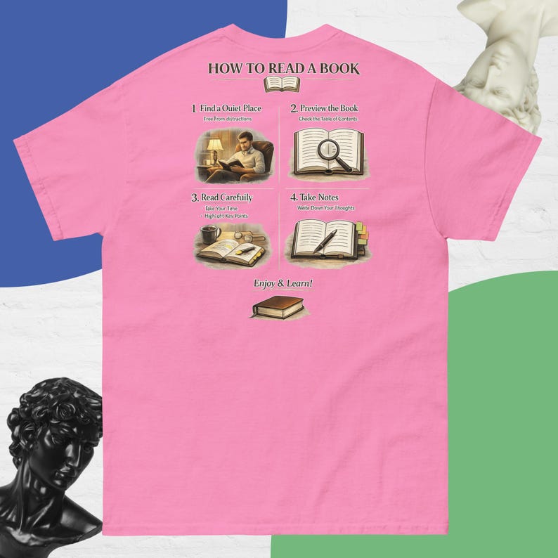 Study Tee How to Read a Book – Minimal Study Guide Graphic Tee | Learning Mindset ...