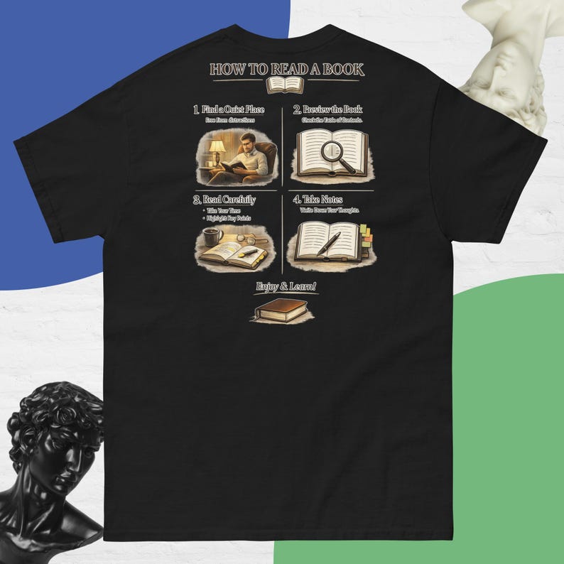 Study Tee How to Read a Book – Minimal Study Guide Graphic Tee | Learning Mindset ...