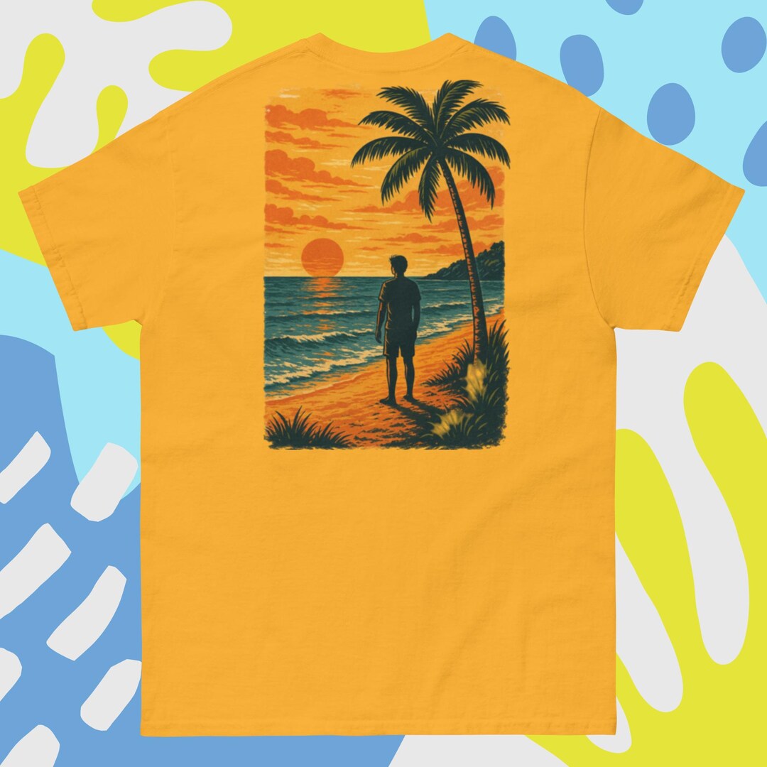 Sunset Beach Graphic Tee, Tropical Palm Tree Shirt - Etsy