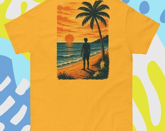 Sunset Beach Graphic Tee, Tropical Palm Tree Shirt