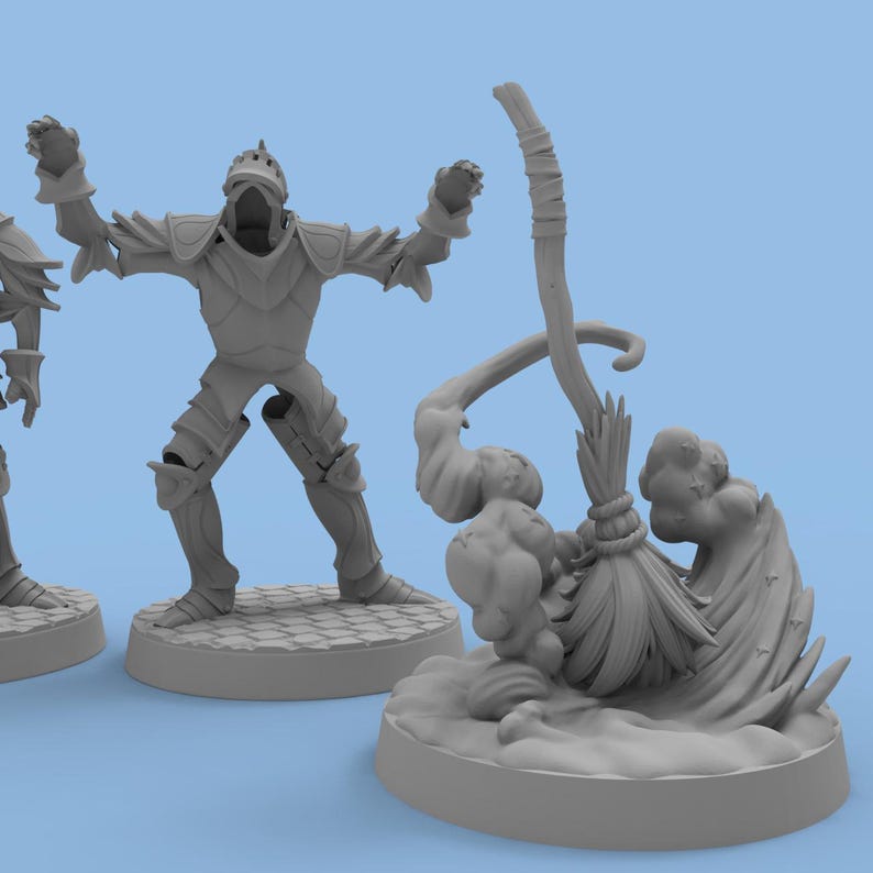 4 Pcs DND Animated Armor Broom of Animated Atack Miniature Paintable 3D ...