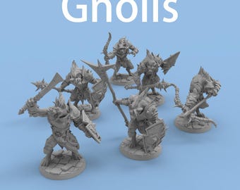 6 Pcs DND Gnolls Jackal Folk Miniature Models 3D Printed Paintable Miniature for TRPG