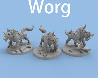 3 Pcs DND Worg Wolf Miniature Paintable 3D Printed Models for TRPG Tabletop Game Accessories