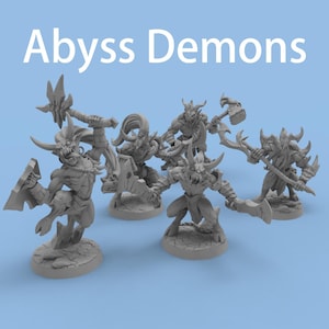 5 Pcs DND Abyss Demons Fiend Miniature Paintable 3D Printed Models for TRPG Tabletop Game Accessories