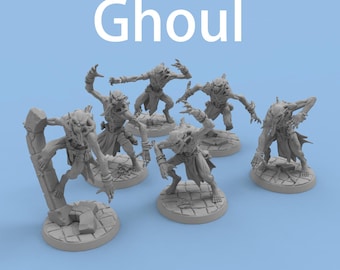 6 piezas de modelos en miniatura de monstruo Ghoul DND, impresos en 3D y pintables para TRPG