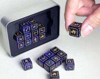 Juego de 20 dados tácticos de batalla de lobo rúnico D6 de 16 mm, ideal para comandantes de juegos de guerra en miniatura, RPG, TRPG