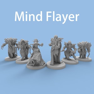 6 st DND Mind Flayer Monster Miniatyrmodeller 3D-tryckta omålade miniatyrer för TRPG Halloween