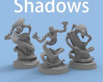 3 pezzi di modelli in miniatura DND Shadows verniciabili e stampati in 3D per accessori da gioco da tavolo TRPG