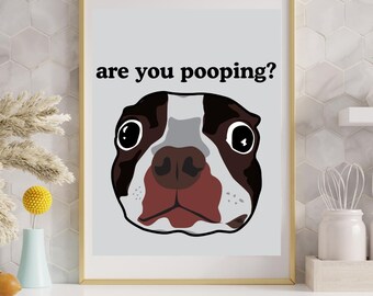 are you pooping, funny bathroom decor, digital wall decor