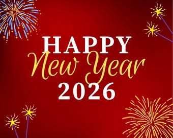 New Year 2026 Fireworks Greeting Card — Pack of 1/10/30/50