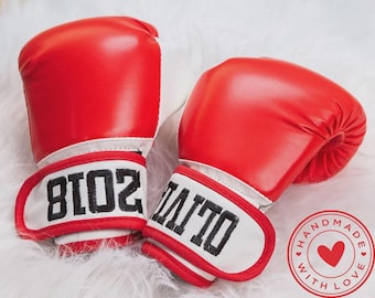 Custom Embroidered Baby Boxing Gloves, Baby Shower Gift
