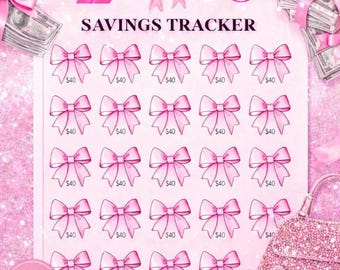 Pink Bow Savings Challenge | Budget Baddies Printable (Digital Download)