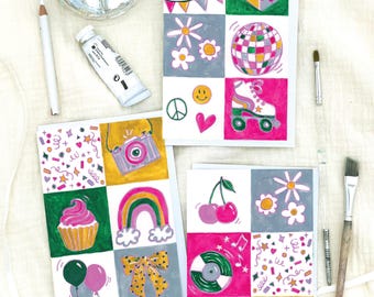 Kartki okolicznościowe: Groovy Retro Celebration lub Birthday (Pusta kartka)