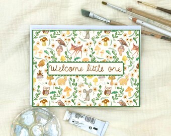 Digitaler Download: Babyparty-Karte ""Welcome Little One"" für werdende Eltern & neues Baby."