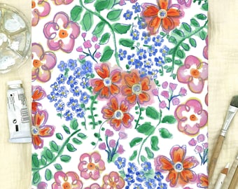 Original Art: Loose Floral Watercolor Illustration by Cute Color Studio Shop