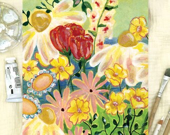 Wydruk artystyczny: Żywa ilustracja z dzikim kwiatem – akwarela do wystroju domu