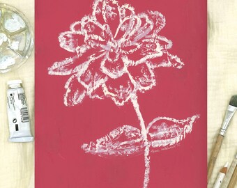 Original Kunst: Eine Purpurblüte- Blumen Illustration von Cute Color Studio Shop