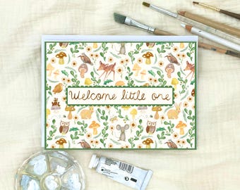 Grußkarte: Babyparty-Karte ""Welcome Little One"" für werdende Eltern (BLANK)"