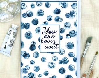 Greeting Card: You are Berry Sweet- Watercolor Love & Appreciation for Anniversary, Valentines or Friend