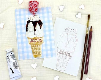 Digital Download: DIY Classroom Set- Ice Cream Cherry on top Valentine's Day Tags