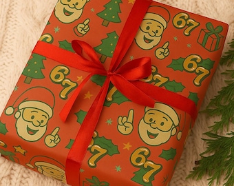 6～7歳のサンタのラッピングペーパー｜面白いクリスマスギフトラップ｜レトロな模様｜ホリデーTikTokトレンドデザイン