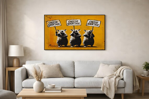 Street Art Poster A1, Cheese Shortage by Grafitas, Large Urban