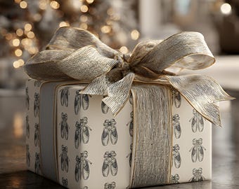 Elegante Creme Ballettschuh Geschenkpapier Nussknacker Paket Luxus Weihnachtsgeschenkverpackung