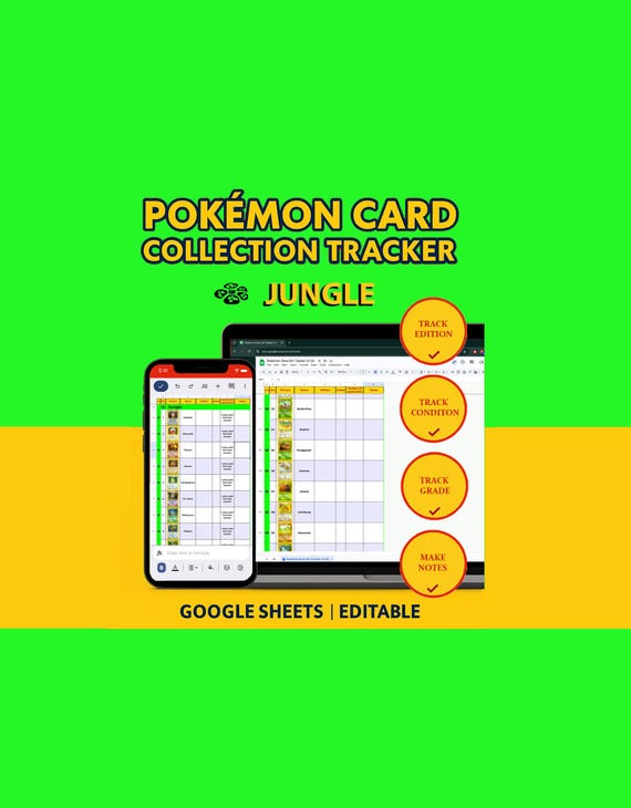 Vintage Pokmon Jungle Tracker (graded & Ungraded)  Google Sheets - Etsy