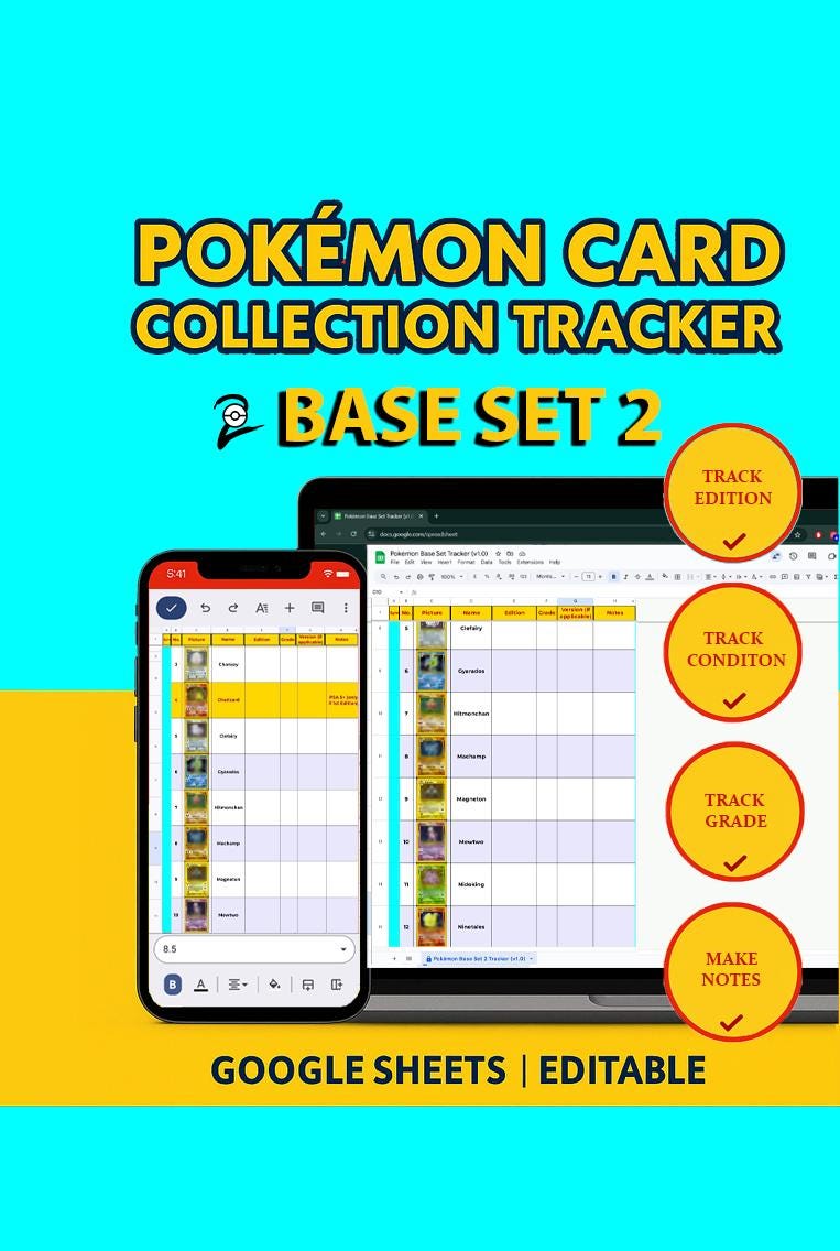 pokemon card set tracker Vintage Pokémon Base Set 2 Tracker (graded & Ungraded) – Google Sheets