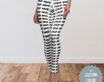 Leggings minimalistas Inner Calm, calças de ioga com cores personalizadas, presente para amantes de ioga, presente personalizado para ela, presente de bem-estar zen para mulheres.