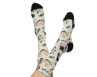 Meias com estampa de livros coloridos, presente para amantes de livros antigos, presente unissex para professores, bibliotecários e leitores ávidos, ilustração aconchegante de lombada de livro vintage.