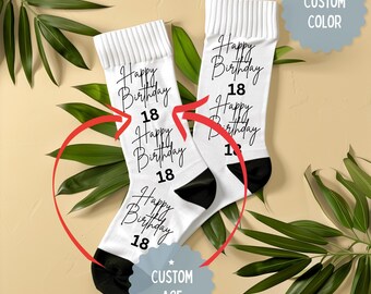 Happy Birthday Custom Age Socks, Unisex, Funny Personalised Birthday Party Socks, Cute Milestone Birthday Present