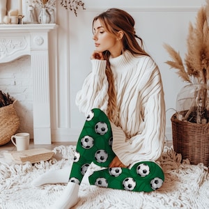 Soccer Leggings Green Field Design, Gift for Soccer Moms, Players & Fans, Soccer Pattern Yoga Pants