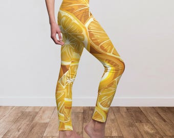 Mediterrane legging met citroengebrandschilderd glas, boho-sportkleding, yogabroek in Italiaanse stijl, trainingsbroek botanische citrus, legging zomerse sfeer
