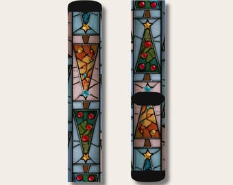 Stained Glass Christmas Tree Socks, Unisex Colorful Xmas Mosaic Footwear, Gift for Christmas Lover