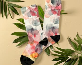 Aquarel eucalyptussokken, uniseks, elegant botanisch patroon, op de natuur geïnspireerd zen-wellnesscadeau, Scandinavische cottagecore-stijl