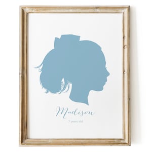 single custom silhouette, print, portrait, personalized, children, child, color, grandparent, keepsake, family, Mother&#39;s Day gift, holiday